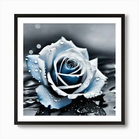 Blue Rose In Water 1 Art Print