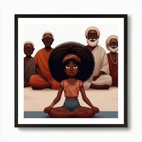 Afro Girl In Yoga Pose Art Print