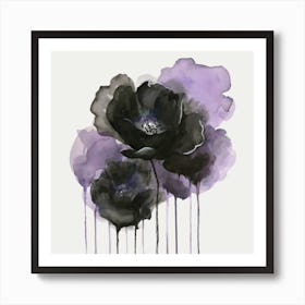 Black And Purple Flowers Art Print