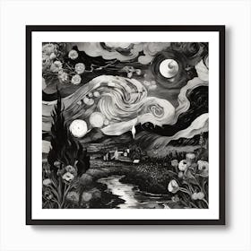 Landscape, Black and white 1 Art Print