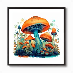 Mushrooms In The Meadow 1 Art Print