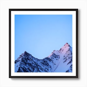 A Snow Covered Mountain Peak Glistening In The Pale Light Of Dawn With A Lone Eagle Soaring Majest Art Print