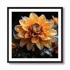 Dahlias In The Rain Art Print