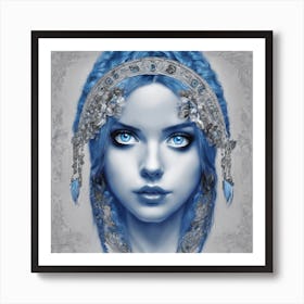 Girl With Blue Hair Art Print