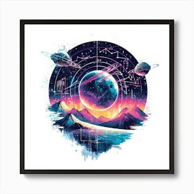 Space Tee.Generated AI. Wall Art Print 3 Art Print