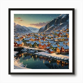 Christmas Village In Norway Art Print