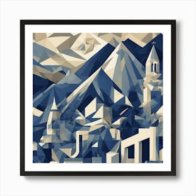 Mythical World For Gods Cubism Style Art Print