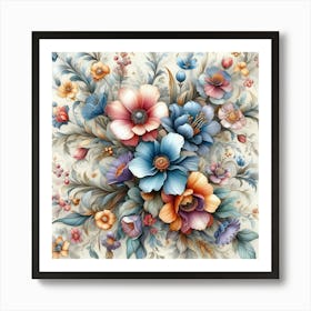 Russian Flowers 1 Art Print