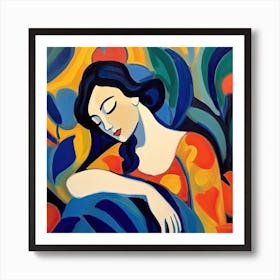 Blue Hair Woman, The Matisse Inspired Art Collection Art Print