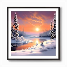 Winter Sunset Art Print