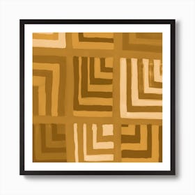 Painted Color Block Squares In Mustard Art Print