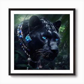 Bejewelled black Panther. Fierce and fabulous the blue eyed panther, a real gem! Art Print