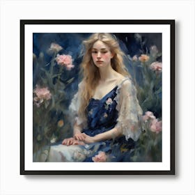 Girl With Flowers 9 Art Print