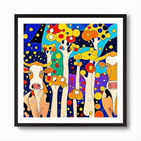 Cows In The Forest 1 Art Print