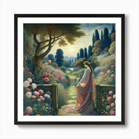 Woman In A Garden 4 Art Print