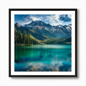 Lake In The Mountains Wall Decor Art Print