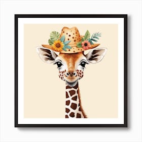 Floral Baby Giraffe Nursery Illustration (24) 1 Art Print