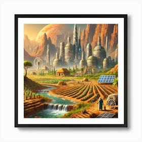 A Prehistoric Scene Depicting Ancient Civilization On Mars Art Print