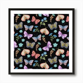 Colorful summer butterfly with flowers Art Print