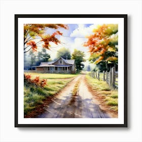 Watercolor Country Drive Way Studio Photography Complex Details High Detail Di Nickerson Style Art Print