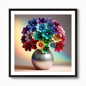 Multicolored Flowers In A Vase Art Print