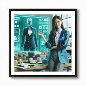 Asian Woman In Office Art Print