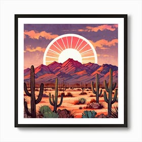 Sunset In The Desert 10 Art Print