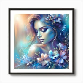 Of A Girl With Flowers Art Print