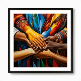 Abstract Painting Capturing The Essence Of Human Rights And Cultural Heritage Showcases Hands Of Di (1) Art Print