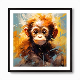 Abstract Colorful Happy Orangutan Baby Art Print