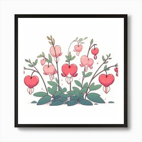 Flowers of Bleeding heart, Vector art 11 Art Print