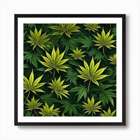 Seamless Pattern Of Marijuana Leaves Art Print