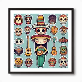 Mexico Sticker 2d Cute Fantasy Dreamy Vector Illustration 2d Flat Centered By Tim Burton Pr (33) Art Print