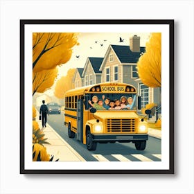 School Bus Illustration Art Print