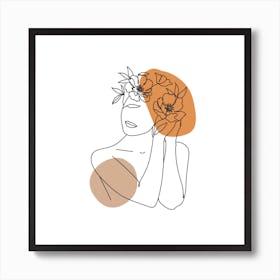 Woman With Flowers In Her Hair Art Print