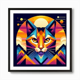 Velvet Low Poly Cat 1 Art Print