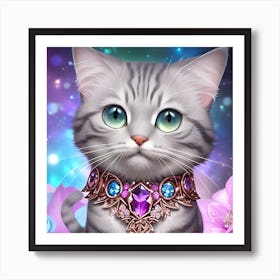 Cat With Necklace Art Print