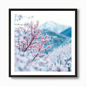 Cherry Blossoms In Snow Art Print