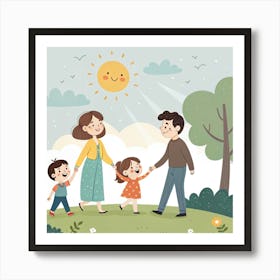 Happy Family In The Park 3 Art Print