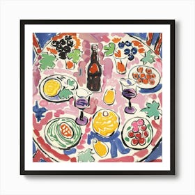 Table With Wine Matisse Style 9 Art Print