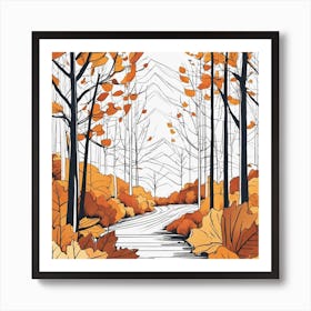 Autumn Forest Road Art Print