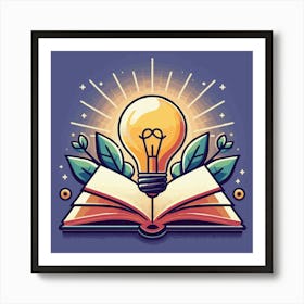 Books With Bulb Idea Design Glowing Bulb On Book Ideas (12) Art Print