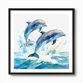 Dolphins Jumping In The Water Art Print