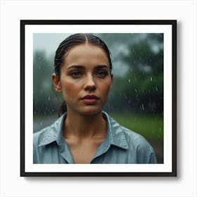 Portrait Of A Woman And Rain Art Print