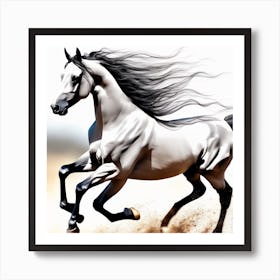 White Horse Running Art Print