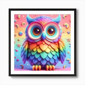 Rainbow Owl 2 Art Print