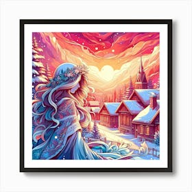 Winter Village 3 Art Print