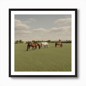 Horses In A Field 2 Art Print