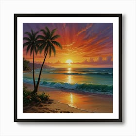 Sunset At The Beach 13 Art Print