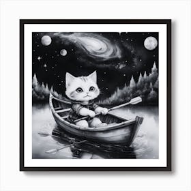 Cat In A Boat 13 Art Print